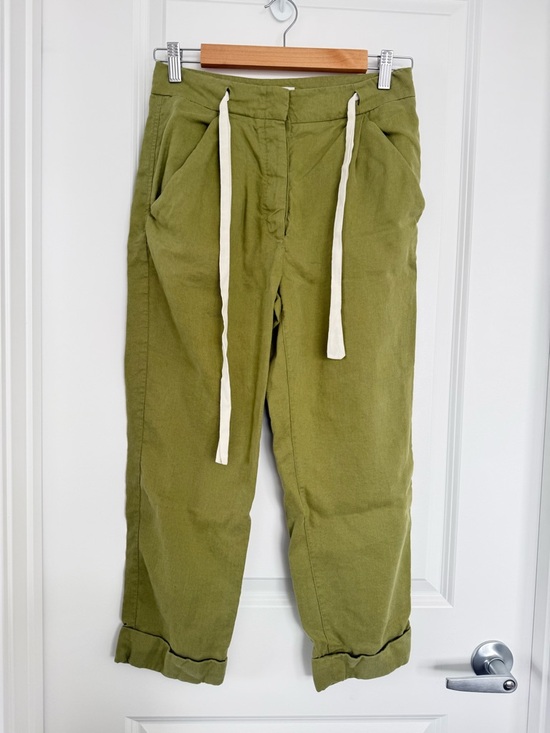Wilfred Pants - WILFRED | Linen blend Sage Green Cropped Trousers - Size 6